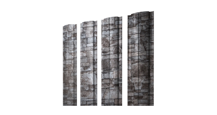 Штакетник Полукруглый Slim с прямым резом 0,45 Print Elite Fine Stone TwinColor