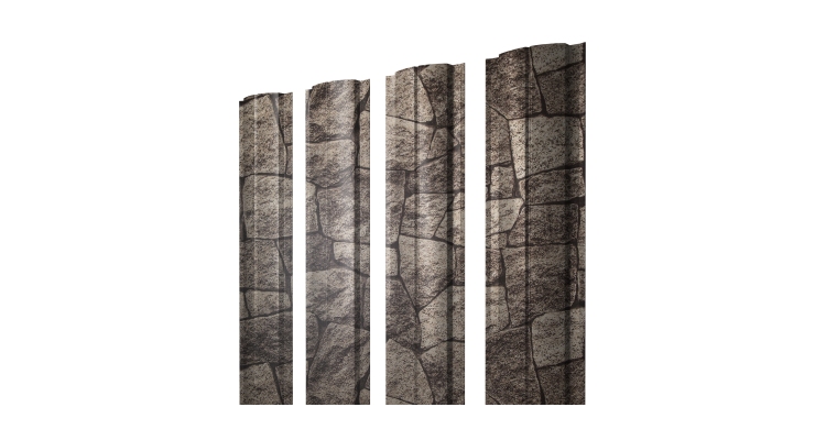 Штакетник Полукруглый Slim с прямым резом 0,45 Print Elite King Stone TwinColor