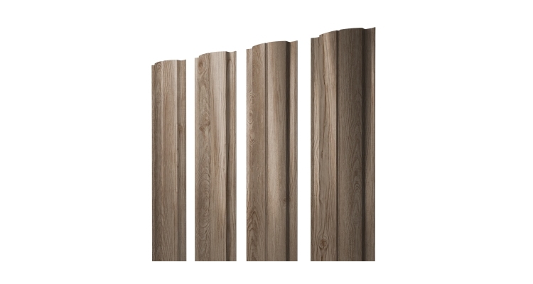 Штакетник Полукруглый Slim с прямым резом 0,45 Print Elite White Wood TwinColor