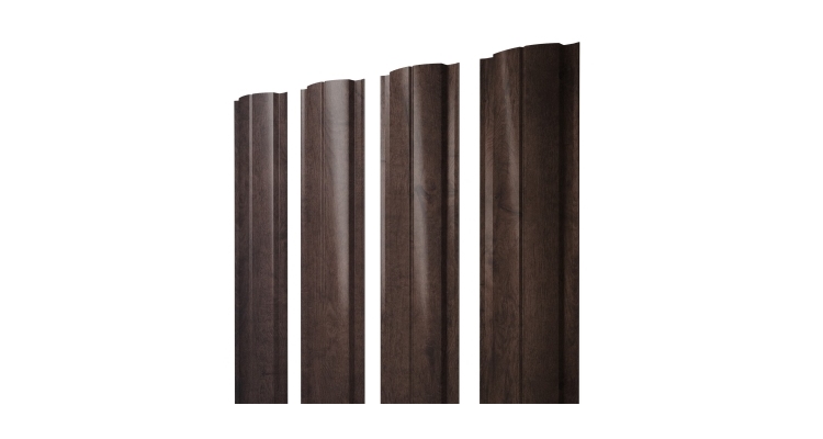 Штакетник Полукруглый Slim с прямым резом 0,45 Print Premium Antique Wood TwinColor