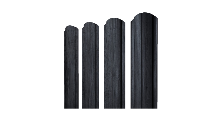 Штакетник Полукруглый Slim фигурный 0,45 Print Premium Grey Wood TwinColor