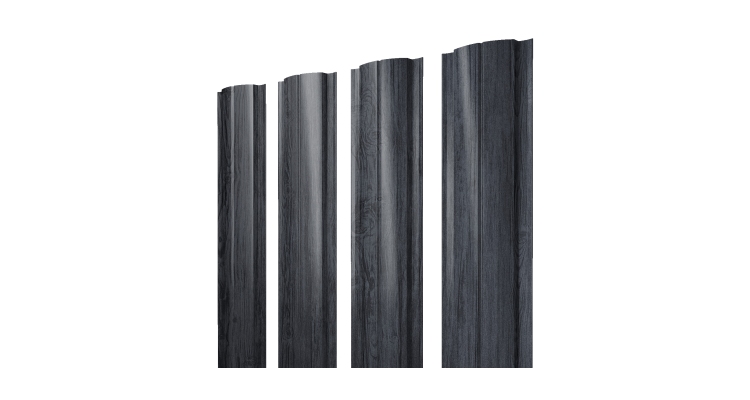 Штакетник Полукруглый Slim с прямым резом 0,45 Print Premium Grey Wood TwinColor