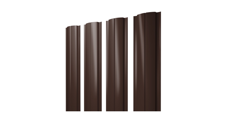 Штакетник Полукруглый Slim с прямым резом 0,45 Drap TwinColor RAL 8017 шоколад