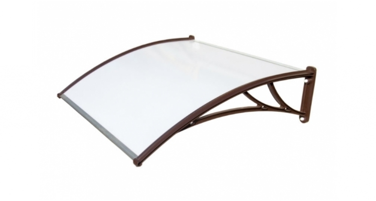 Козырек Krovent из поликарбоната 1500х930х280 молочный (коричневый кронштейн)