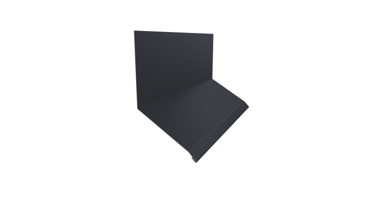 Планка примыкание верхнее к стене фальц Grand Line 150х130х20 0,45 Drap TwinColor RAL 7024 мокрый асфальт (2м)